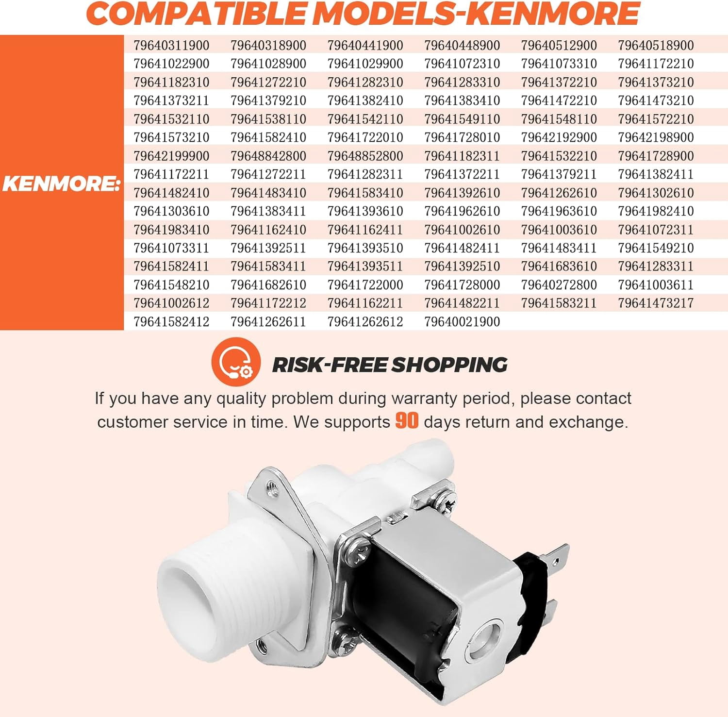 5220FR2006H Washer Hot Water Inlet Valve Replacement Parts AC 110 120V Compatible with LG Kenmore Elite AP4441935