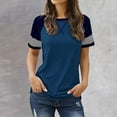 thumbnail image 2 of Plebaso Womens Short Sleeve Tee Shirts Striped Color Block Graphic Tops Loose Soft Summer T-Shirts, 2 of 6