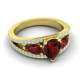 thumbnail image 3 of Diamond-Capitals 2.00 Carat Sparkle Pear Cut Garnet Gemstone & Natural Diamond Ring for Engagement Solid 18K Yellow Gold Size 7.5, 3 of 8