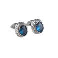thumbnail image 1 of Gemelos con piedras preciosas azules vintage para hombre en cobre, 1 of 2