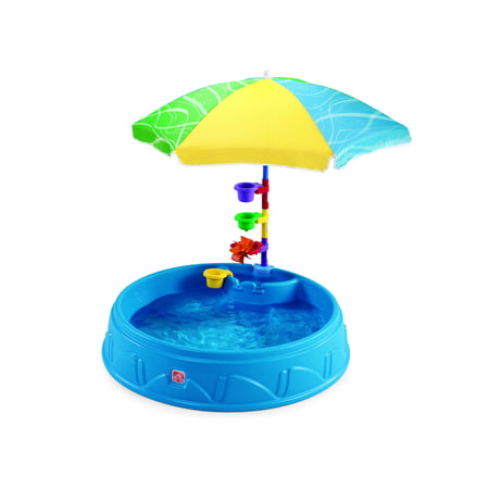 Step2 Play & Shade Kiddie Swimming Pool, Durable Poly-Plastic, Includes Umbrella and (Best Kiddie Pool With Slide)