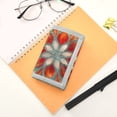 thumbnail image 7 of JIALIOU Nylon Trifold Card Wallet with ID Window Zipper Pocket for Men Women Teen Abstract Red Floral Stained Glass, 7 of 7