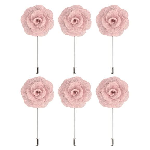 6 Pcs Groom Boutonnieres Rose Boutonnieres Pins 3.5"x1.6" for Wedding Light Pink