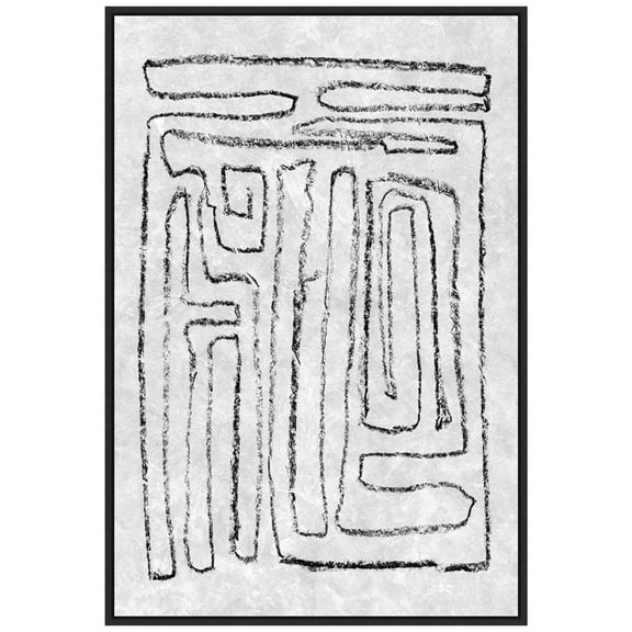Amanti Art Black and White Runes I Framed Canvas Wall Art Print