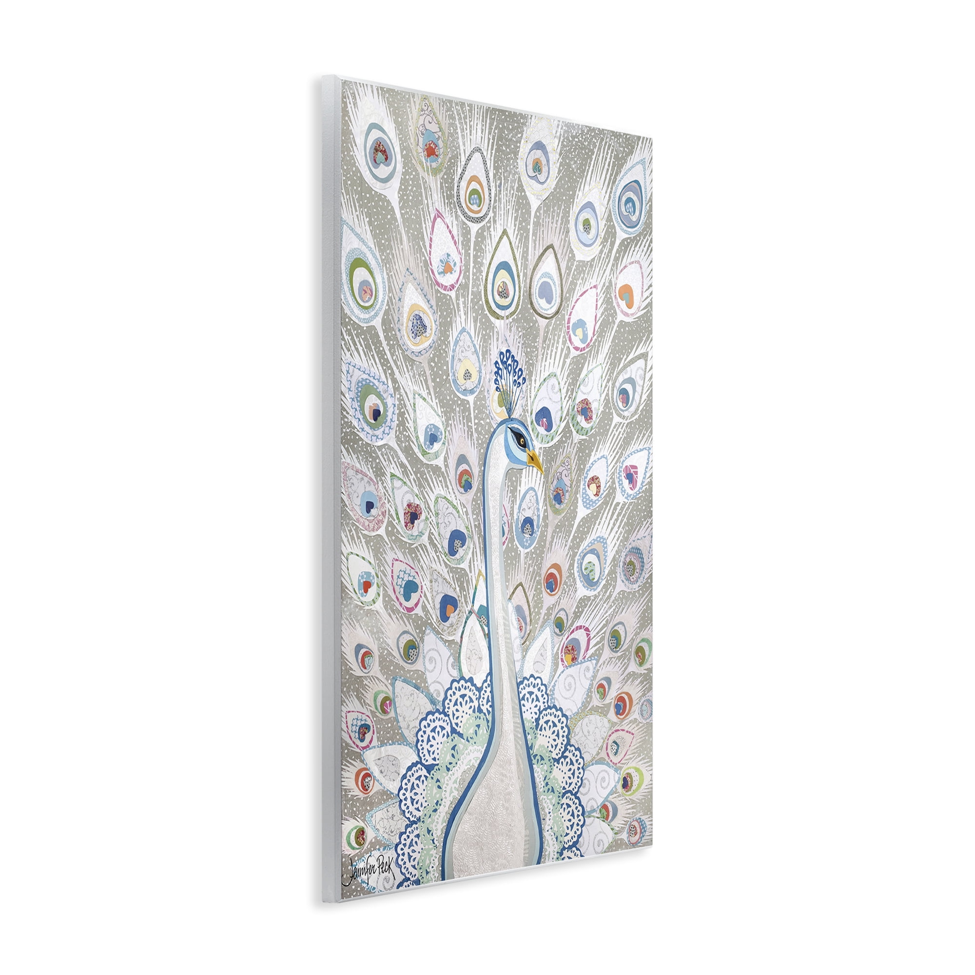 Stupell Industries Neutral Peacock Tail Pattern Animals & Insects Painting Unframed Art Print Wall Art, 10 x 15
