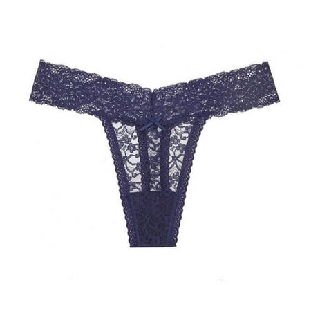 

Baywell Lace Thongs for Women V Cheeky Underwear See Through Panties T-back Tangas Low Rise Hipster Underwear Blue S-2XL