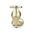 thumbnail image 3 of BLISSFUL STEP Women's Solid Color Open Toe Rhines Ankle Strap Stiletto Sandals Gold 6.5, 3 of 8
