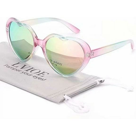 LVIOE Heart Sunglasses for Women, Polarized Heart Shaped Sunglasses with UV Protection Heart Style Retro Glasses for Shopping