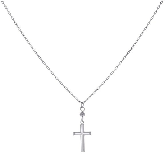 925 Sterling Silver Womens Cross Religious Charm Necklace Pendant Necklace for Women - 3.8 Grams