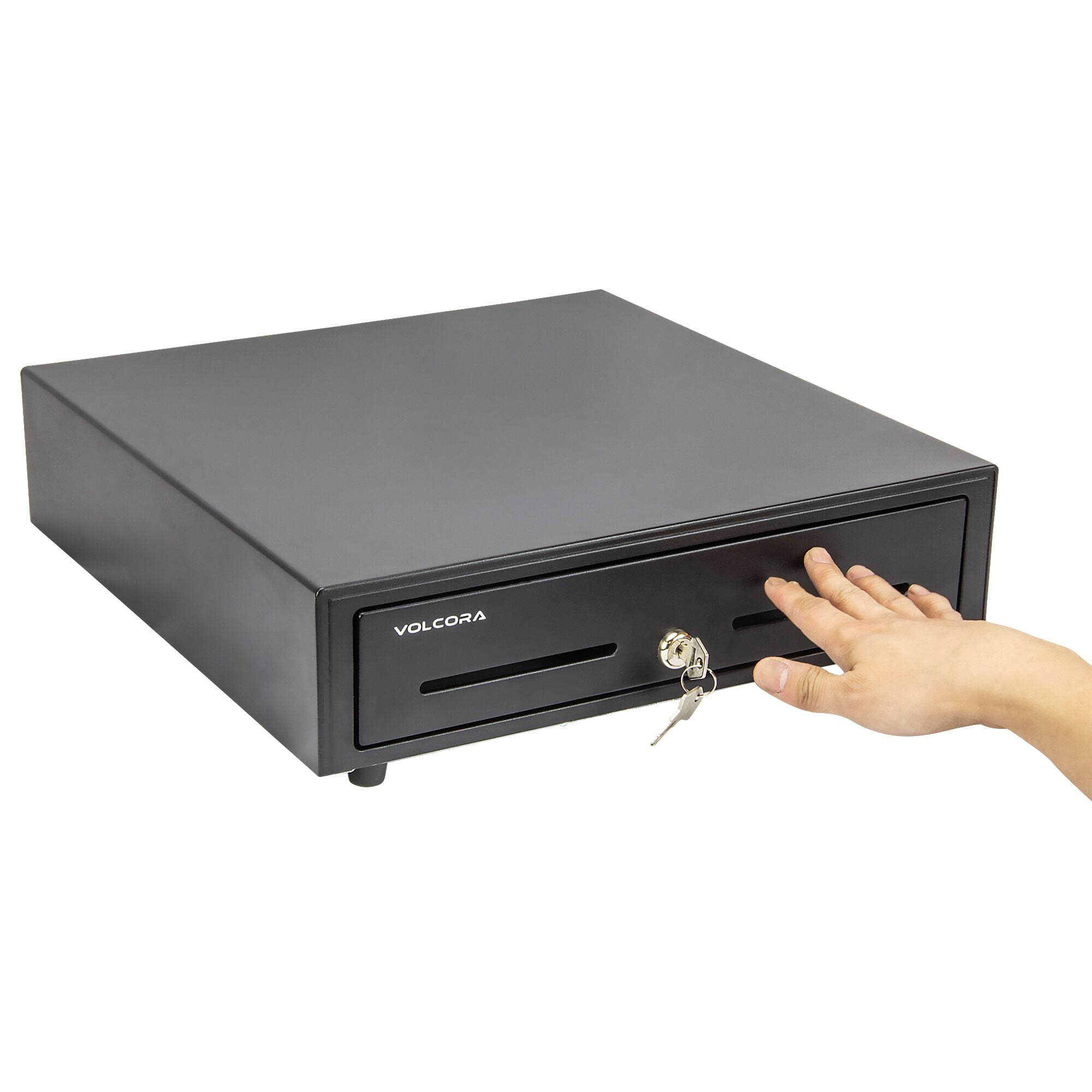 Black Cash Register Drawer Box Works Compatible With 4 Bill & 5 Coin POS Sales 