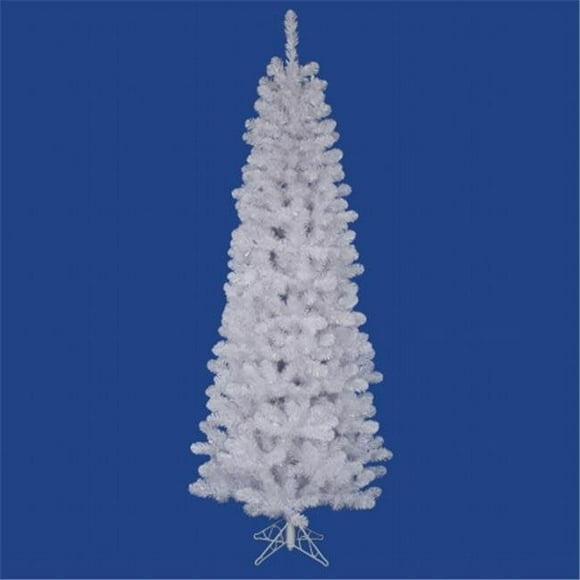 Vickerman Salem Pencil Pine 7.5 Foot Slim Artificial Unlit Christmas Tree, White