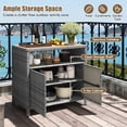 thumbnail image 6 of Topbuy Outdoor Rattan Storage Cabinet Patio Sideboard Buffet Cabinet with Acacia Wood Countertop Grey, 6 of 9