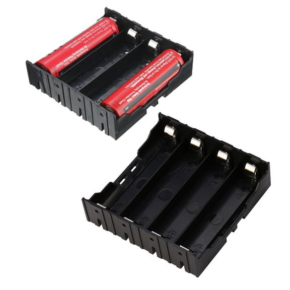 ddioayh Battery Case Holder,4 Slots Battery Storage Box in Parallel Black Plastic Batteries Case for 4 x 18650 Rechargeable Battery