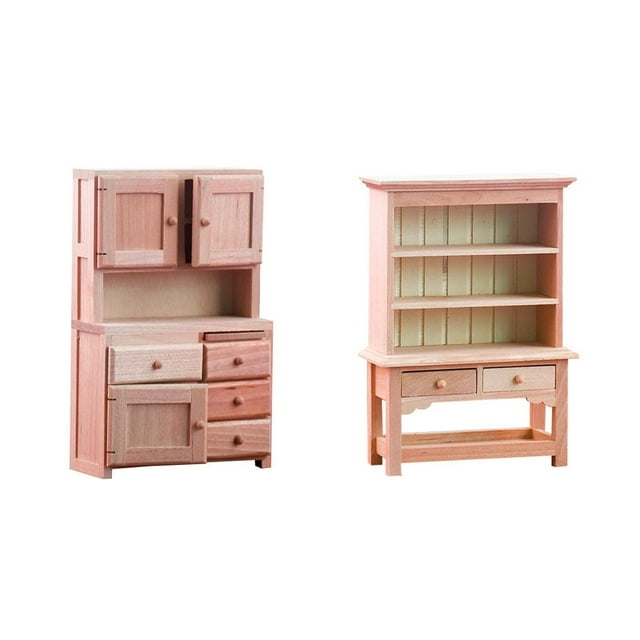 Muebles de Casa de Muñecas Gabinete Mini Bar Mostrador Muebles Exhibición Armario Zulema Gabinete sin pintar