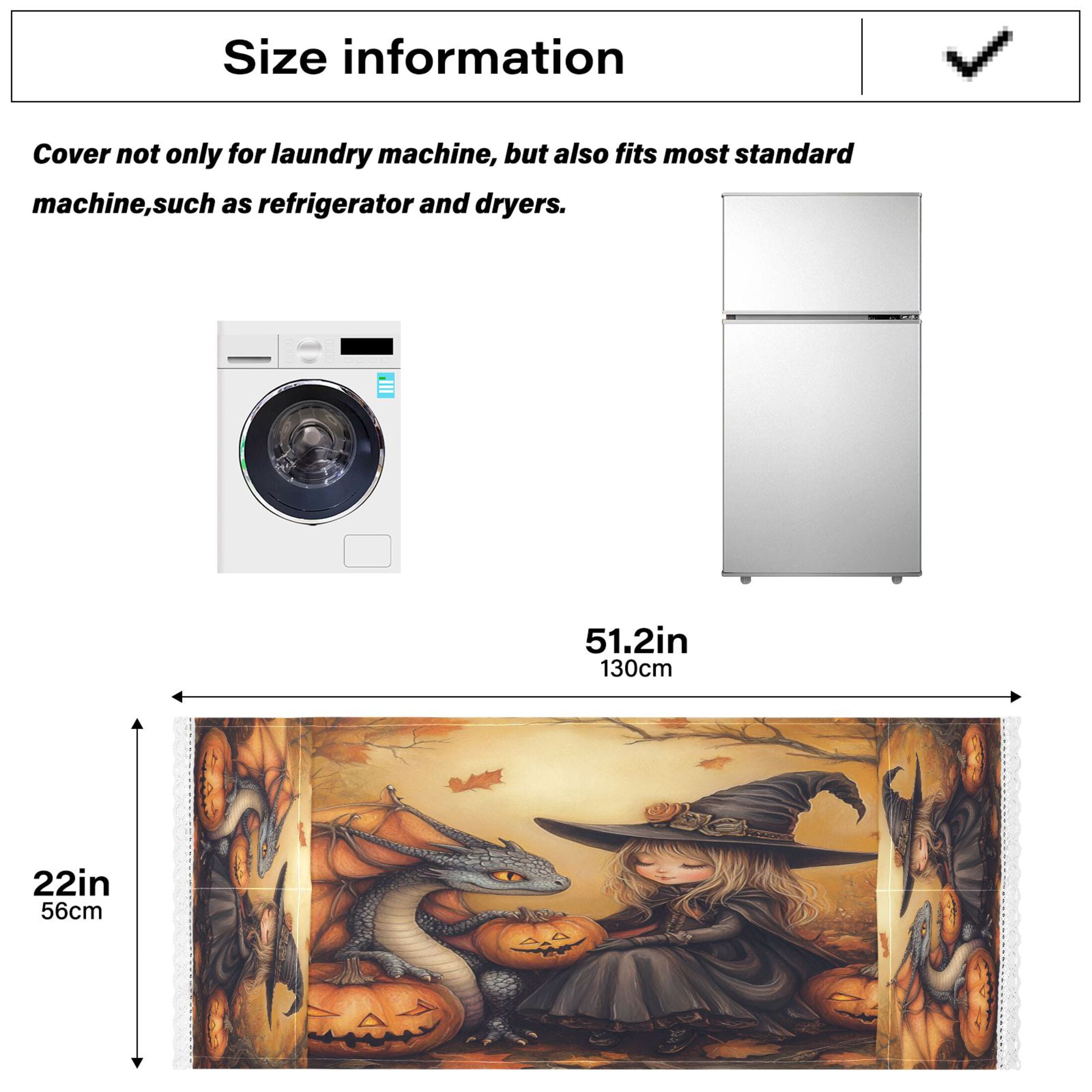 A Little Witch and Her DragonWasher and Dryer Covers Dust-Proof and Oil Resistant Fridge Cover with 4 Storage Pockets Washing Machine Top Cover for Laundry Kitchen Home 51.2 x 22 In