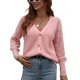 thumbnail image 1 of Cárdigan de punto para mujer, suéter con cuello en V, manga larga, botones, color liso, prendas de vestir exteriores sueltas, Tops para otoño invierno primavera rosa M, 1 of 7