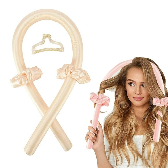 nipocaio Heatless Curlers Hair Rollers Silk Hair Wrap Rod Headband For Long Hair To Sleep In Overnight Soft Foam Hair Rollers, Curling Ribbon and Flexi Rods for Natural Hair Golden