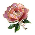 thumbnail image 1 of Women Brooch Sparkling Rhinestones Enamel Peony Shape Lapel Pin Suits Coats Bags Scarves Badge Versatile Accessory, 1 of 8