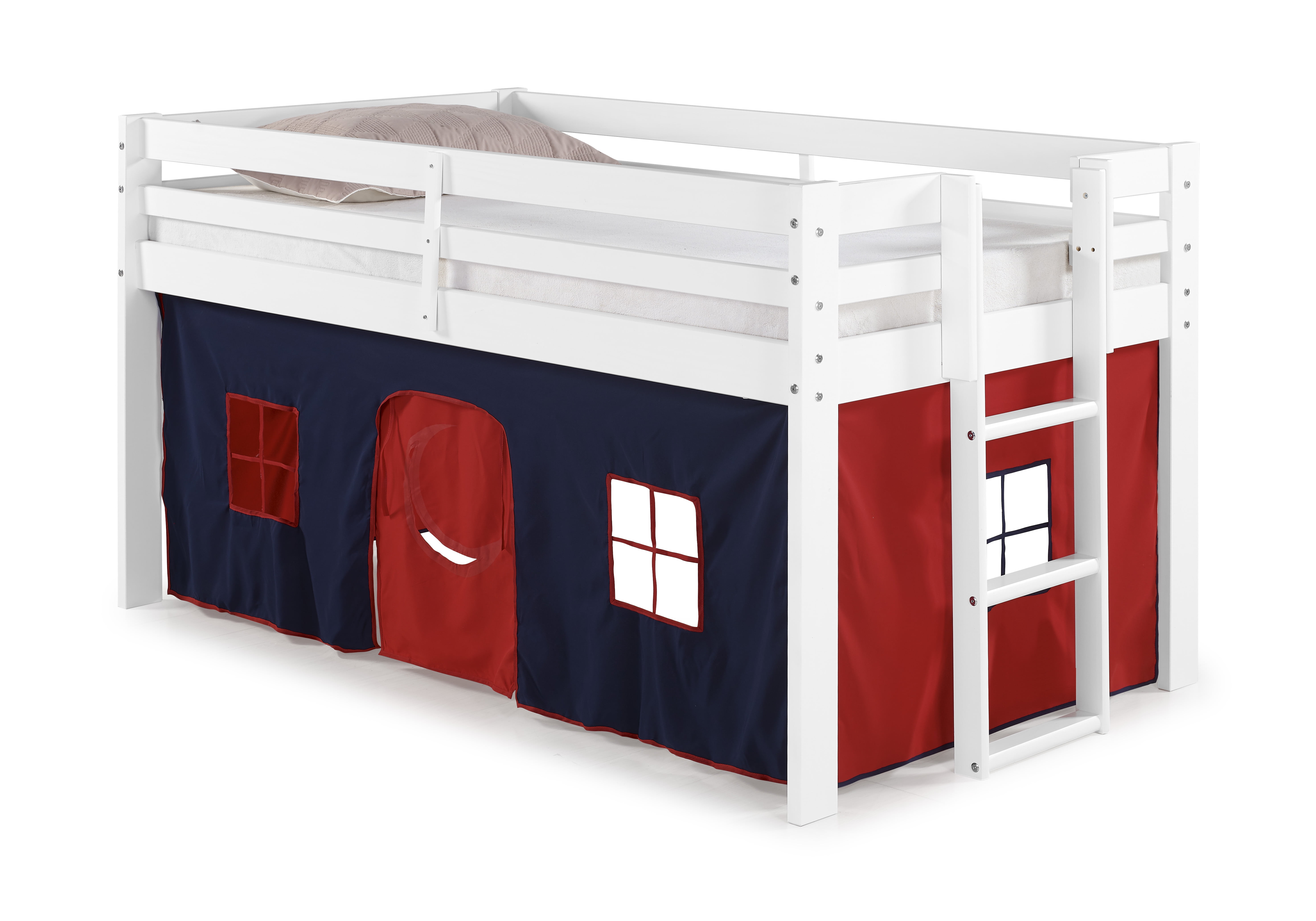 Alaterre Roxy Pine Twin Junior Loft Bed Cinnamon with Blue /& Red Tent