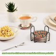 thumbnail image 5 of Yayeee 6 PCS Drink Coasters with Holder Set Woven Absorbent Round Tabletop Hot Pad, Game Day, 5 of 7