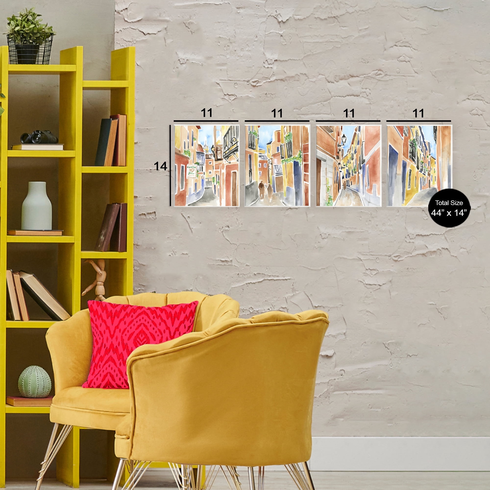 Stupell Industries Madrid Buildings & Architecture 4 Piece Wall Plaque Art Set, design by June Erica Vess