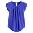 thumbnail image 2 of Frostluinai Casual Dressy Shirts for Women Petal Sleeve Summer Tops Crew Neck Pleated T Shirts Solid Color Chiffon Tees Plus Size Blouses, 2 of 6