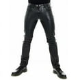 thumbnail image 3 of Men's Leather Pants  2024 New Solid Color PU Leather Motorcycle Pants Elastic Leisure Punk Style Slim Fit Full Length Trousers, 3 of 7