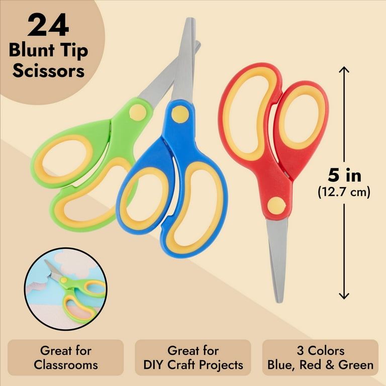 Kids Scissors,5.5 Blunt tip Scissors for Children,Bulk scissors for school  kids,Safe blade suitable for Kindergarten primary school cutting paper