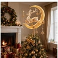 thumbnail image 4 of Enchanted Moonlight Tree Topper, Christmas Tree Topper Golden Crescent Glow, Dangling Snowflake Charm, Lighted Festive Ornament, Magical Holiday Centerpiece(Reindeer Moonlight), 4 of 6