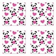 thumbnail image 1 of Love Coaster Set of 4, Day of Love Pandas and Hearts Cartoon Cheerful Wildlife Fun Art, Square Hardboard Gloss Coasters, Standard Size, Fuchsia Black White, by Ambesonne, 1 of 2