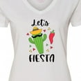 thumbnail image 4 of Inktastic Cinco De Mayo Let's Fiesta Cute Cactus with Sombrero Women's V-Neck T-Shirt, 4 of 5