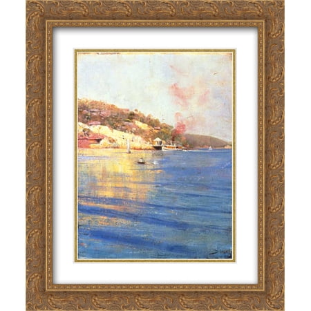 Arthur Streeton 2x Matted 20x24 Gold Ornate Framed Art Print 'The Point Wharf, Mosman Bay'