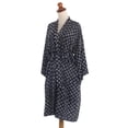 thumbnail image 3 of NOVICA Artisan Handmade Rayon Short Robe White Swirls Black Clothing Printed Indonesia Floral ' Sensational Swirls', 3 of 5