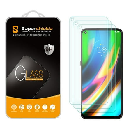 [3-Pack] Supershieldz for Motorola Moto G9 Plus Tempered Glass Screen Protector, Anti-Scratch, Anti-Fingerprint, Bubble Free