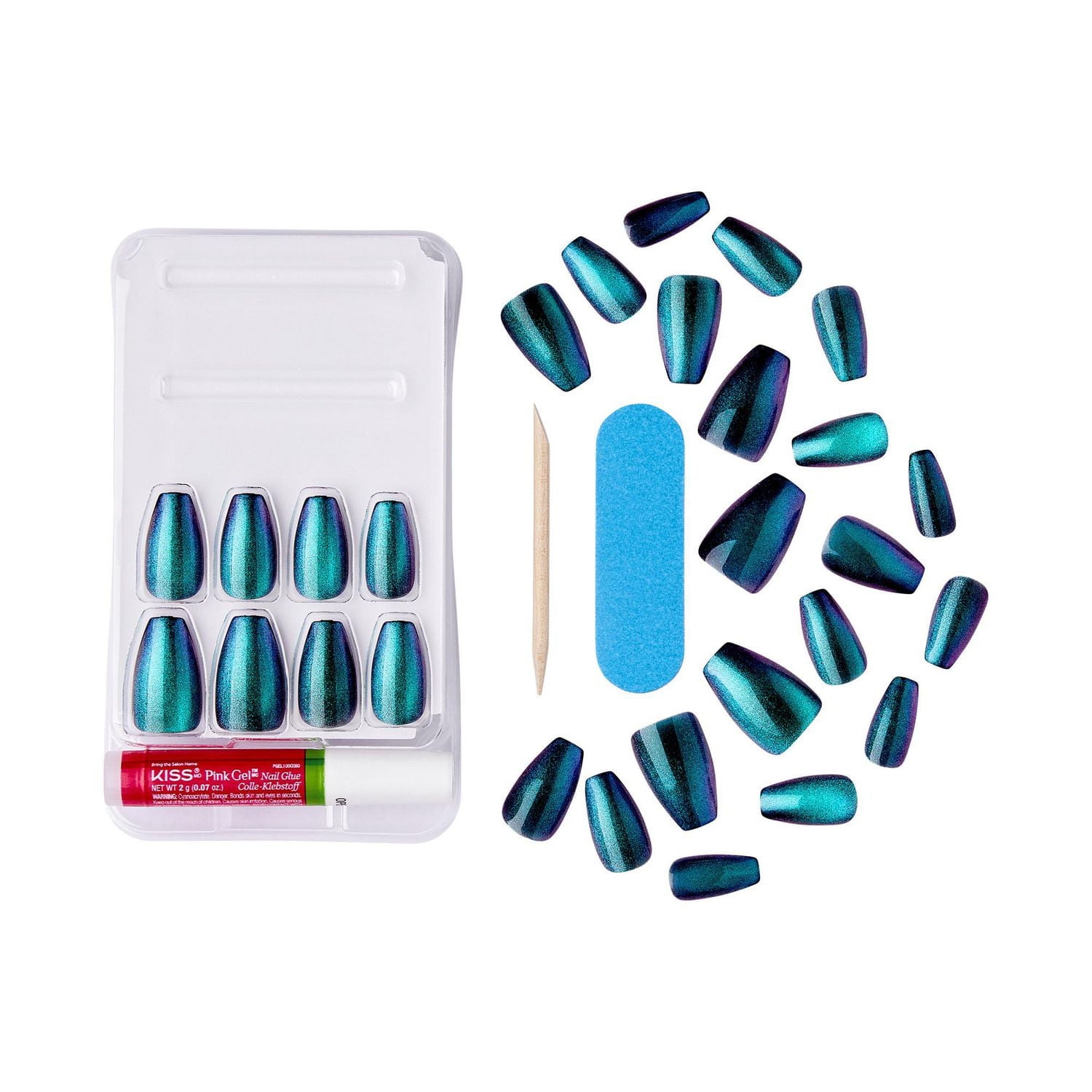 KISS Gel Fantasy Magnetic - Fake Nails - Chameleon - Coffin - Medium - 28 count, KISS Gel Fantasy Magnetic