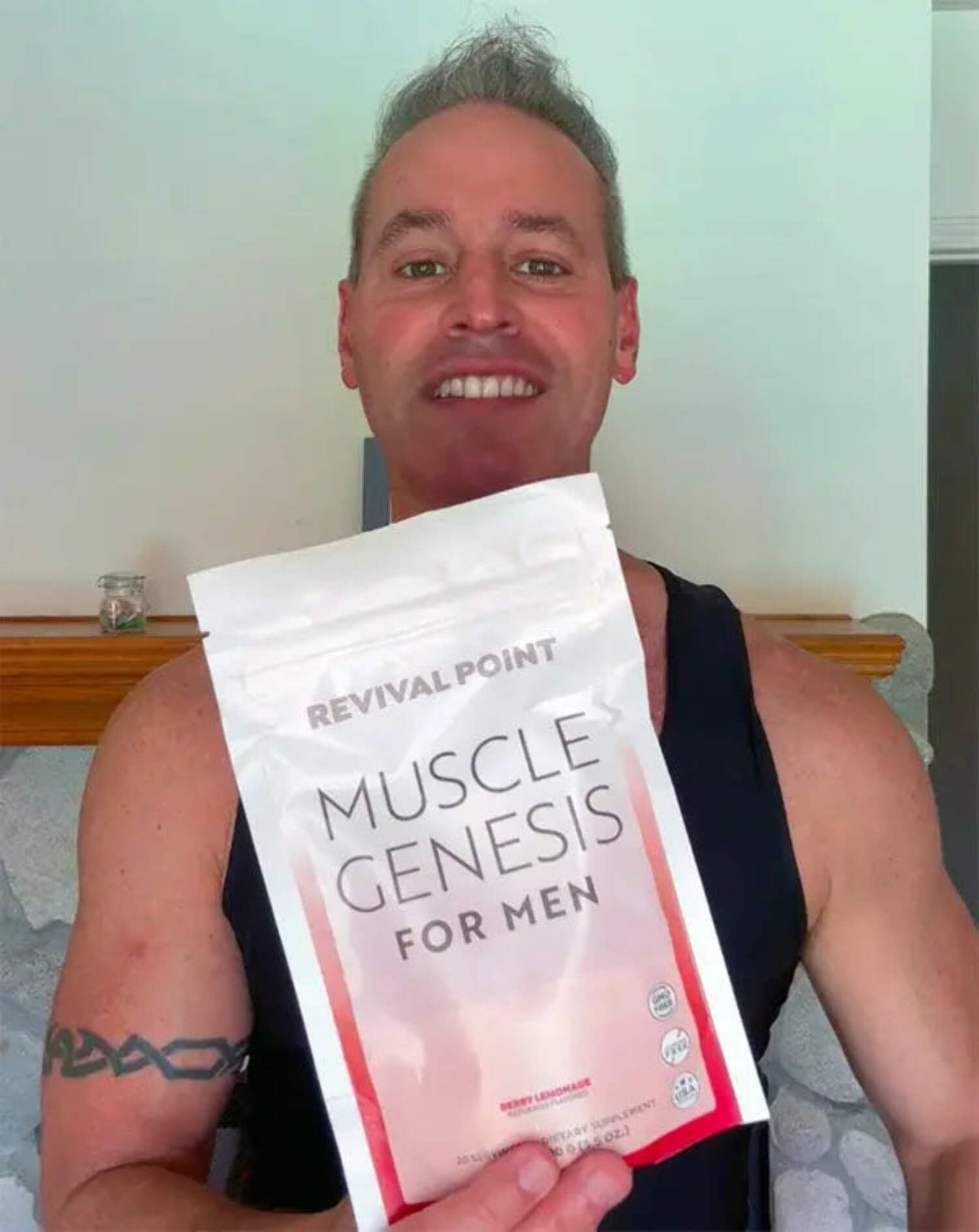 Muscle Genesis for Men with HMB, Muscle Support Supplement, Revival Point, 3 Bags