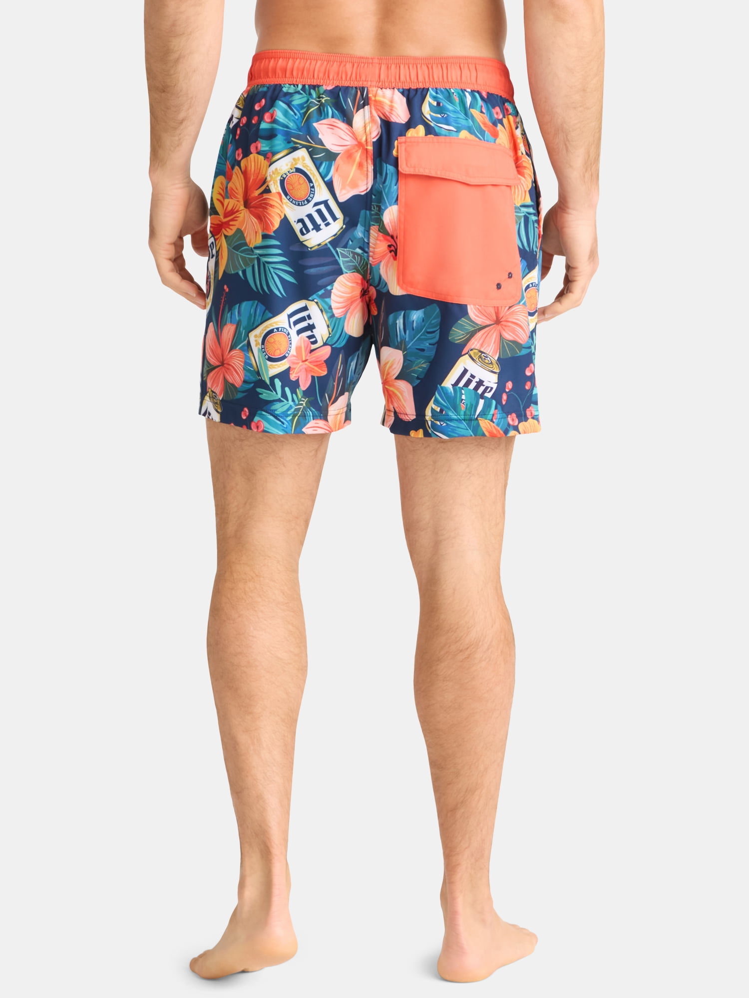 Miller Lite Men's and Big Men's The Lite Tropics Graphic Swim Shorts, Sizes S-3XL