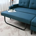thumbnail image 3 of Modern Sofa Couch w/Pullout Bed, Seat Lounge Sofa with Backrest,Toss Pillows, Pockets, Furniture for Living Room, 3 in 1 Convertible Sleeper Sofa Bed (Blue), 3 of 11