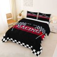 thumbnail image 2 of Catabedysis Race Checkered Print Full Size Comforter Sets For Boys,Initial Lettering H Bedding Comforter Set,Black Reversible,3 Pieces,1 Comforter and 2 Pillowcases, 2 of 7