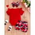 thumbnail image 4 of WIBACKER Baby Girl Clothes Summer Cute Outfits 3 6 12 18 Months Ruffle Romper & Floarl Shorts Sets for Love Heart Girls, 4 of 7