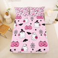 thumbnail image 5 of Manfei Cartoon Cute Ghost Queen Sheets,Skull With Roses Halloween Queen Sheet Sets,4pcs,1 Flat Sheet,1 Fitted Sheet and 2 Pillowcases, 5 of 6
