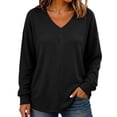thumbnail image 4 of Tqcoqu Women's Ribbed V‑Neck Sweatshirt, Loose Long Sleeve Knit‑Like Pullover Casual Loungewear Top, 4 of 9