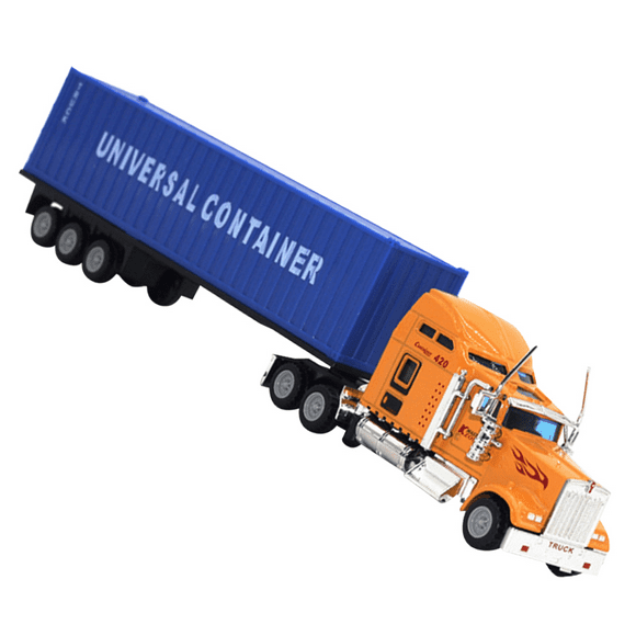 Large Truck Engine Toy Trucks with Trailers for Boys Flatbed Little Toys Mini Model Alloy Container Child Children’s As Shown