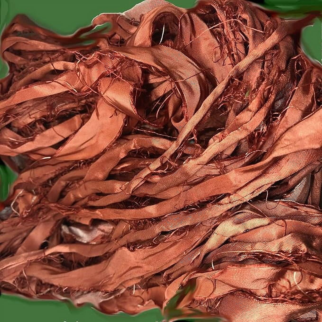 Knitsilk Recycled Sari Silk Ribbon Yarn|Best for Crochet, Knitting, and Embroidery |Sustainable and Unique|50 GMS-30Yards-Rust| Pack of 5