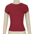 thumbnail image 5 of IROINNID Women's Crop Sexy Backless Tops Tight-Fitting Short Sleeve High-Neck Solid Color Tops, 5 of 9