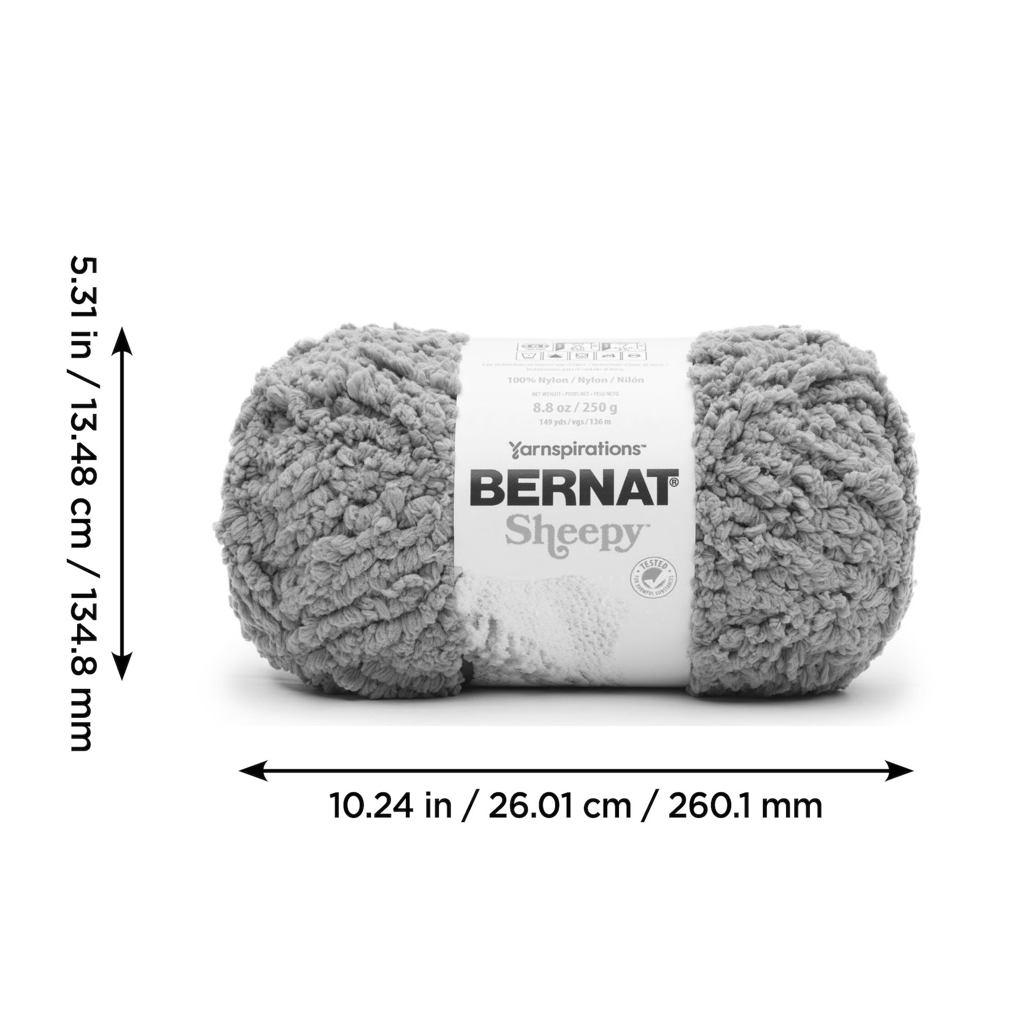 Bernat® Sheepy™ #6 Super Bulky Nylon Yarn, Vapor Gray 8.8oz/250g, 149 Yards (2 Pack)