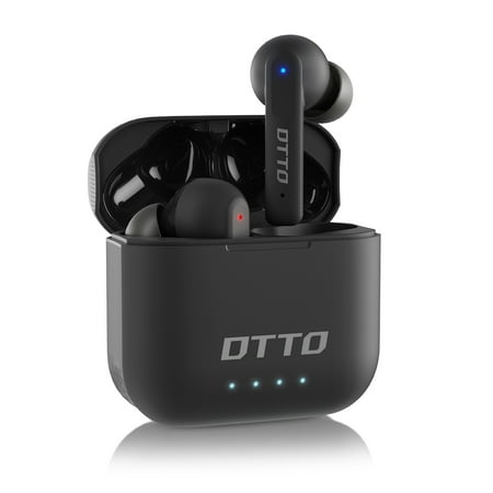 DTTO Bluetooth 5.2 Earphones with Wireless Charging Case IPX8 Sweatproof In-Ear Earbuds for Sports Black