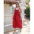 thumbnail image 3 of PUWEI Women's Loose Overall Dress Adjustable Straps Casual Barrel Midi Dress Bib Romper with Pockets, 3 of 7