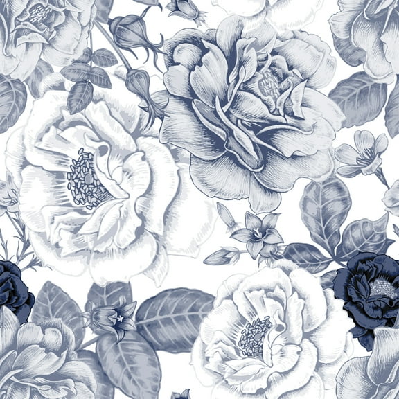 MuralsPrint Hybrid Rugosa Roses Peel and Stick Floral Wallpaper, Removable wallpaper 10'L x 24''W