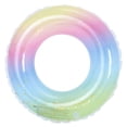 thumbnail image 1 of Thicken Sequins Translucent Gradient Rainbow Inflatable Swim Ring Safety Aid Float Seat Ring Sports Accessory for Adult Woman (60cm after Inflation), 1 of 8